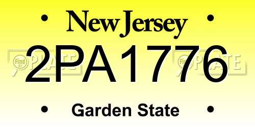 2PA1776 New Jersey License Plate