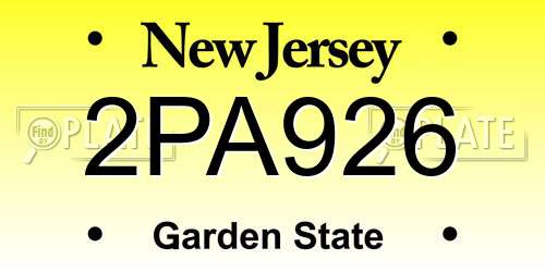 2PA926 New Jersey License Plate