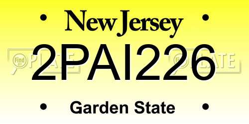 2PAI226 New Jersey License Plate