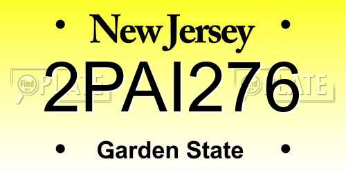 2PAI276 New Jersey License Plate
