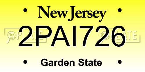 2PAI726 New Jersey License Plate