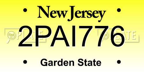 2PAI776 New Jersey License Plate