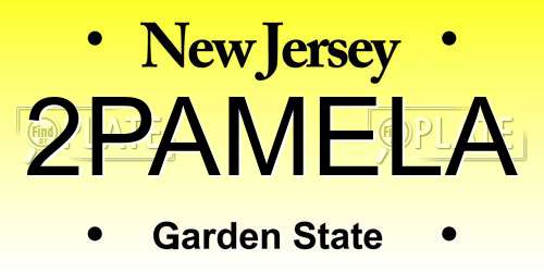 2PAMELA New Jersey License Plate