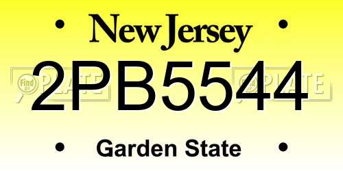 2PB5544 New Jersey License Plate