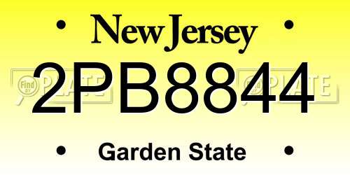 2PB8844 New Jersey License Plate