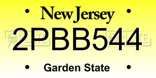2PBB544 New Jersey License Plate