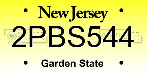 2PBS544 New Jersey License Plate