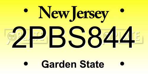 2PBS844 New Jersey License Plate