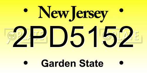 2PD5152 New Jersey License Plate