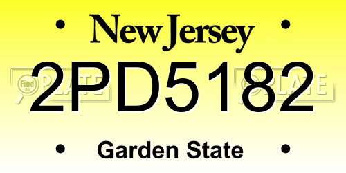2PD5182 New Jersey License Plate