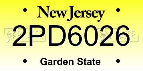 2PD6026 New Jersey License Plate