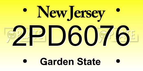 2PD6076 New Jersey License Plate