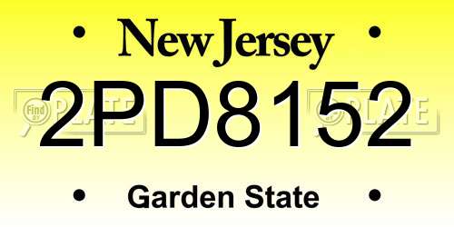 2PD8152 New Jersey License Plate