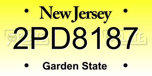 2PD8187 New Jersey License Plate