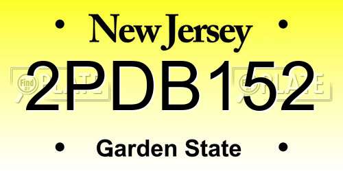 2PDB152 New Jersey License Plate
