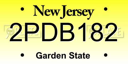 2PDB182 New Jersey License Plate
