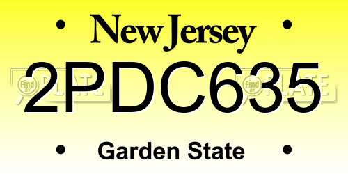 2PDC635 New Jersey License Plate
