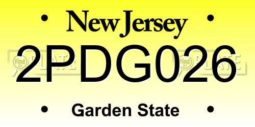 2PDG026 New Jersey License Plate