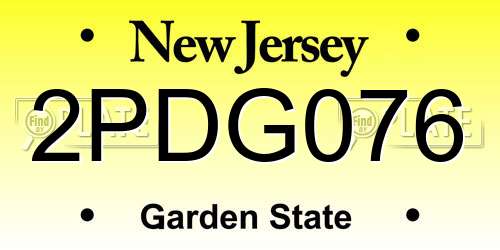 2PDG076 New Jersey License Plate