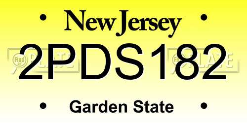 2PDS182 New Jersey License Plate