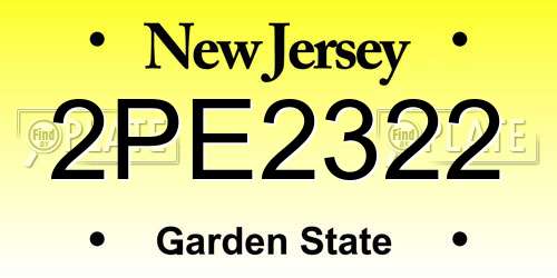 2PE2322 New Jersey License Plate
