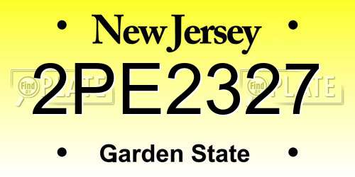 2PE2327 New Jersey License Plate