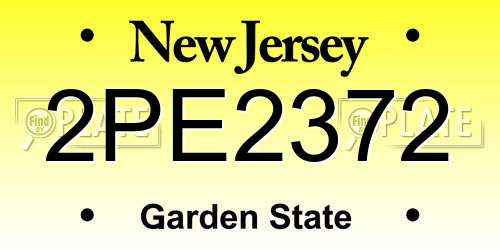 2PE2372 New Jersey License Plate