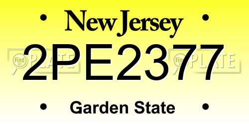 2PE2377 New Jersey License Plate