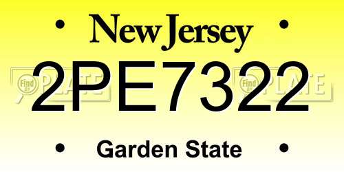 2PE7322 New Jersey License Plate