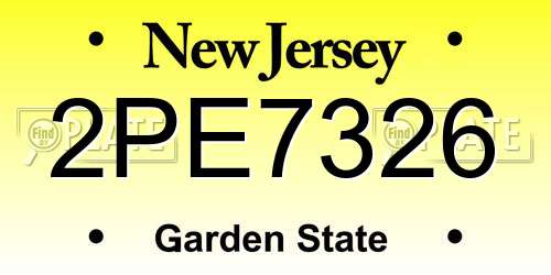 2PE7326 New Jersey License Plate