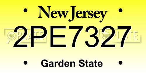 2PE7327 New Jersey License Plate