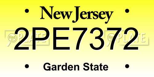 2PE7372 New Jersey License Plate