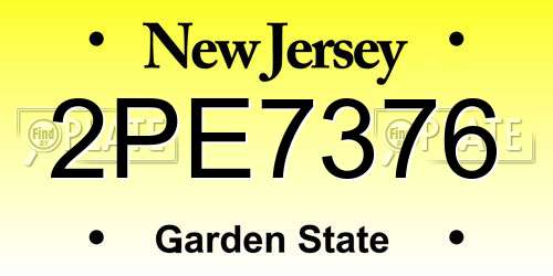 2PE7376 New Jersey License Plate