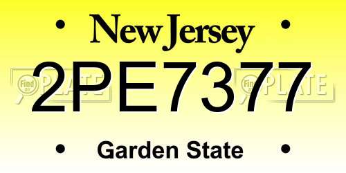 2PE7377 New Jersey License Plate