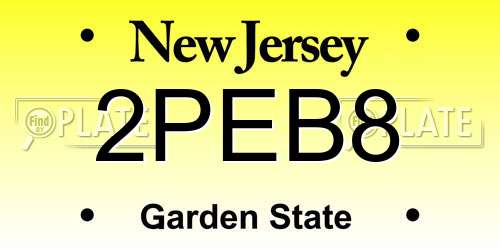 2PEB8 New Jersey License Plate