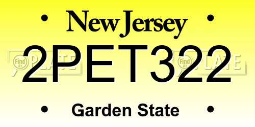 2PET322 New Jersey License Plate