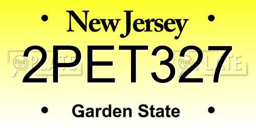 2PET327 New Jersey License Plate
