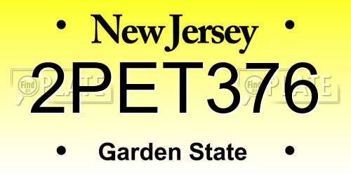 2PET376 New Jersey License Plate