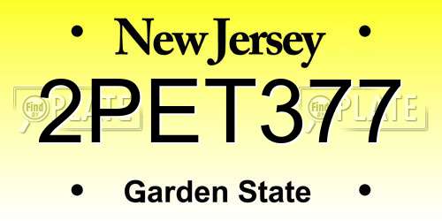 2PET377 New Jersey License Plate