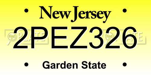 2PEZ326 New Jersey License Plate