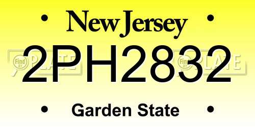 2PH2832 New Jersey License Plate