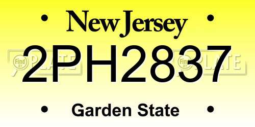2PH2837 New Jersey License Plate