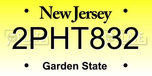 2PHT832 New Jersey License Plate
