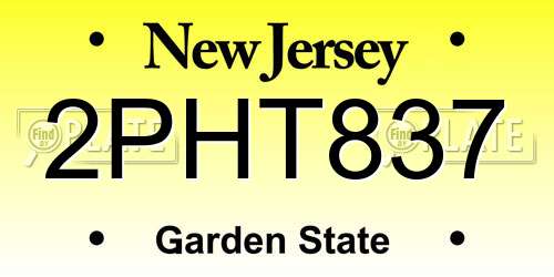 2PHT837 New Jersey License Plate