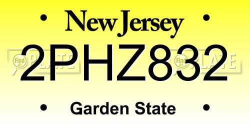 2PHZ832 New Jersey License Plate