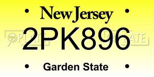 2PK896 New Jersey License Plate