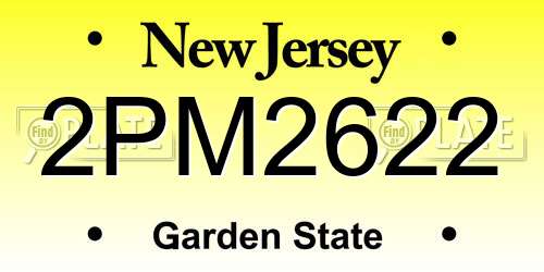 2PM2622 New Jersey License Plate