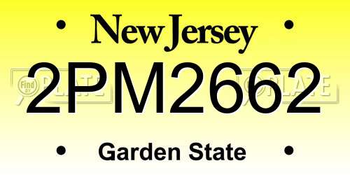 2PM2662 New Jersey License Plate