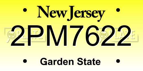 2PM7622 New Jersey License Plate
