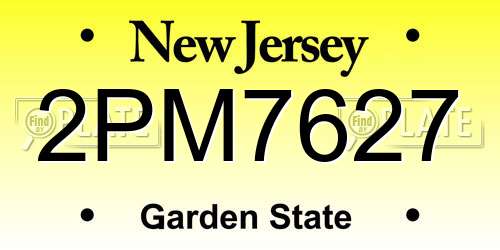 2PM7627 New Jersey License Plate